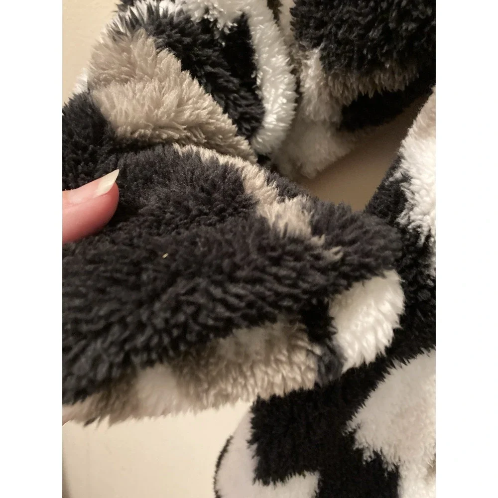 Eddie Bauer Womens 1/4‎ Zip Sweater Mock Neck Faux Fur Size XL Black Gray Cozy - Picture 4 of 9